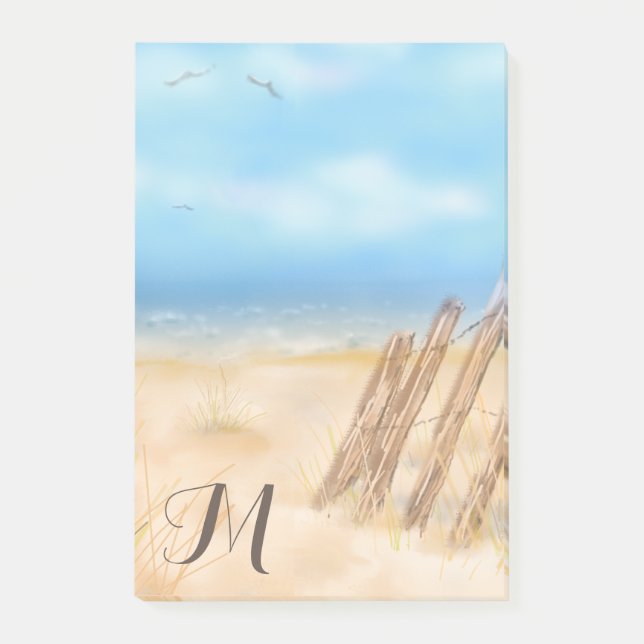 Monogram Beach Scene | You Customise Post-it Notes (Front)