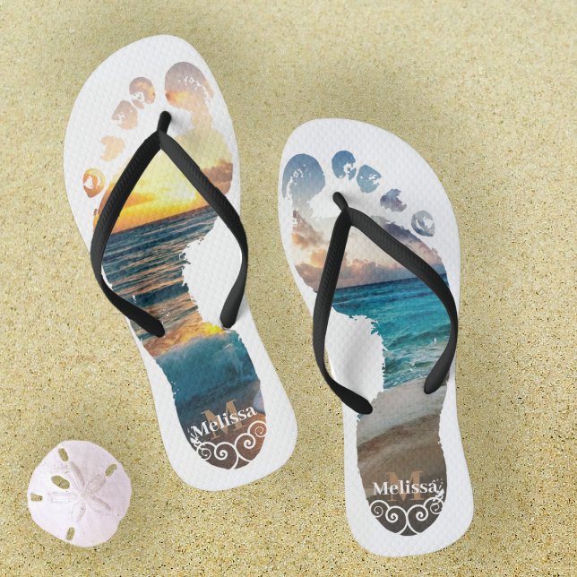 Monogram Beach Sunset  Thongs (Creator Uploaded)