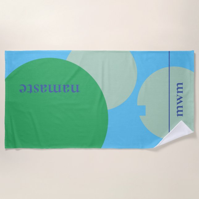 Monogram Beach Towel - Bold Graphic "Namaste" (Front)