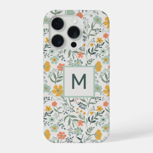 Monogram Beautiful Botanical Floral Pattern iPhone 15 Pro Case
