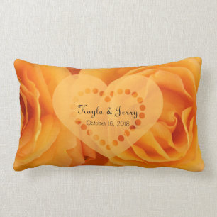 Monogram Beautiful Orange Hybrid Tea Roses Heart Lumbar Cushion