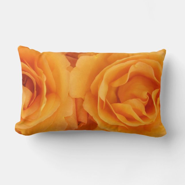 Monogram Beautiful Orange Hybrid Tea Roses Heart Lumbar Cushion (Front)