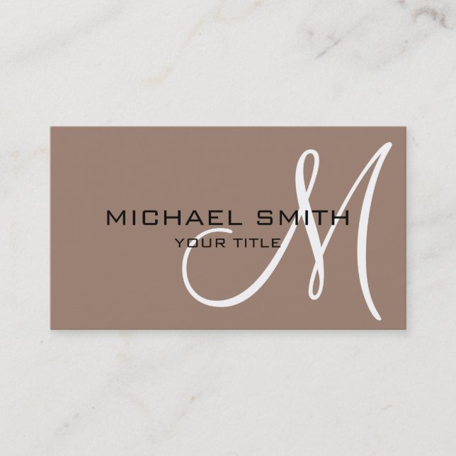Monogram Beaver colour background Business Card (Front)