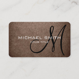 Monogram Beaver Leather Look Business Card