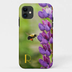Monogram Bee Purple Lavender White Flower Buds iPhone 11 Case