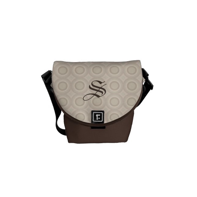 Monogram Beige/Brown Circles Pattern Custom Bag Courier Bag (Front)