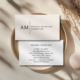Monogram Beige Business Card