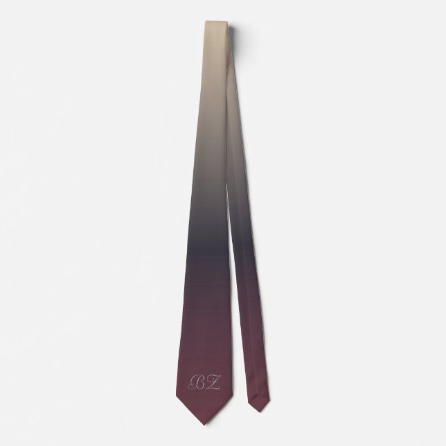 Monogram Beige Grey Grey Mauve Ombre Faded Tie (Front)