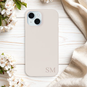 Monogram Beige Minimalist Initials iPhone 15 Case
