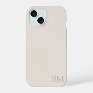 Monogram Beige Minimalist Initials iPhone 15 Case