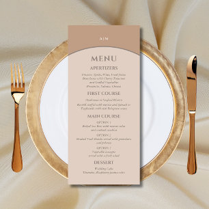 Monogram Beige Pink Minimalist Japandi Wedding Menu