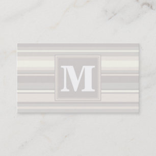 Monogram beige stripes business card
