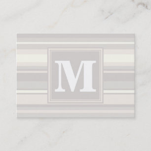 Monogram beige stripes business card