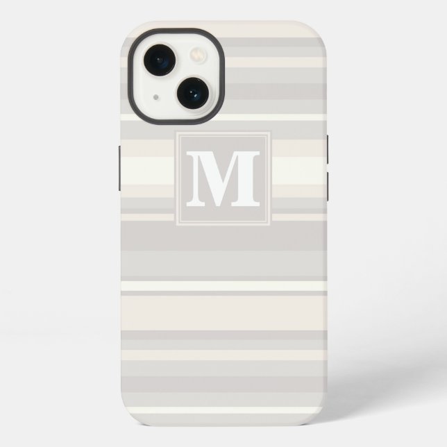 Monogram beige stripes Case-Mate iPhone case (Back)