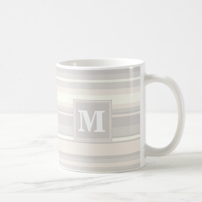 Monogram beige stripes coffee mug (Right)