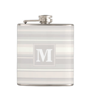 Monogram beige stripes hip flask