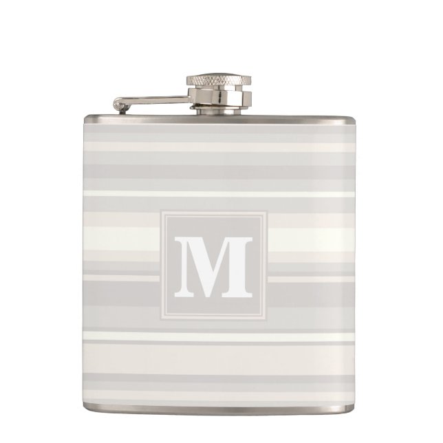 Monogram beige stripes hip flask (Front)
