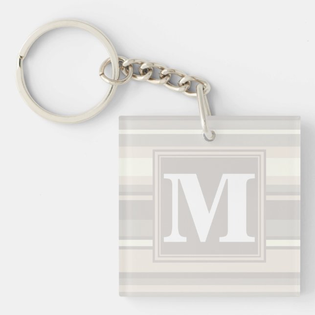 Monogram beige stripes key ring (Front)