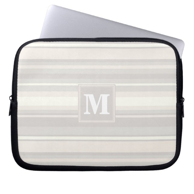 Monogram beige stripes laptop sleeve (Front)
