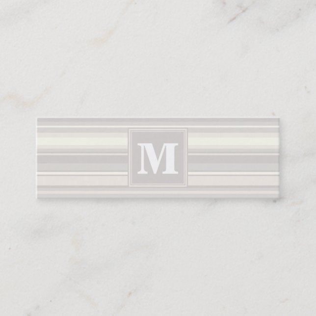 Monogram beige stripes mini business card (Front)