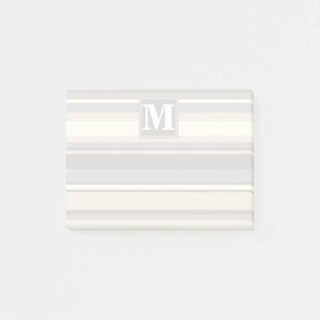 Monogram beige stripes post-it notes (Front)