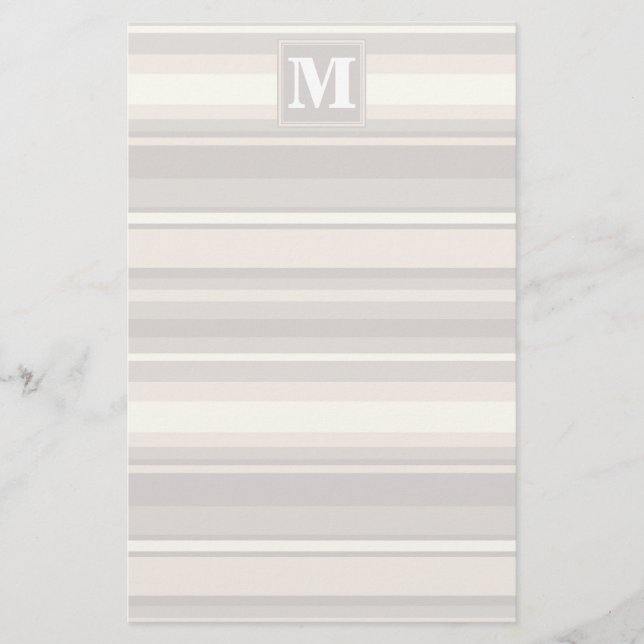 Monogram beige stripes stationery (Front)