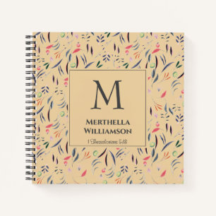 Monogram Beige Vintage Floral PERSONALIZED Notebook