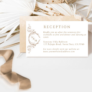 Monogram Beige Watercolor Wedding Reception Enclosure Card