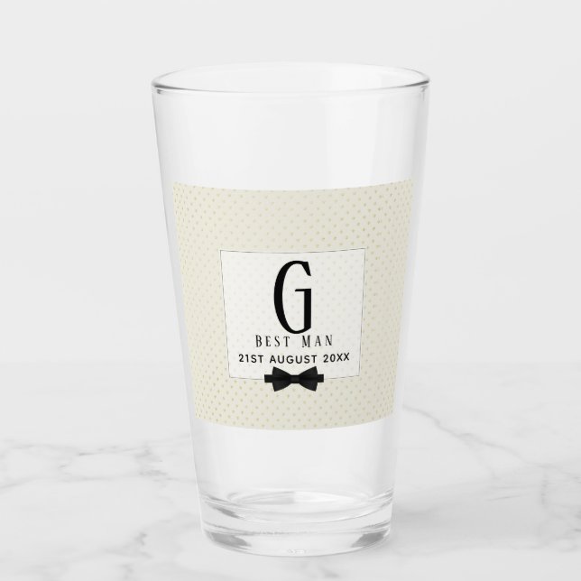 Monogram BEST MAN Groomsmen Groomsman Fleurdelis Glass (Front)