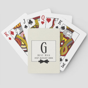 Monogram BEST MAN Groomsmen Groomsman Fleurdelis Playing Cards