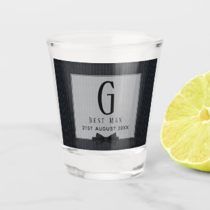 Monogram BEST MAN Groomsmen Groomsman PinStripes Shot Glass