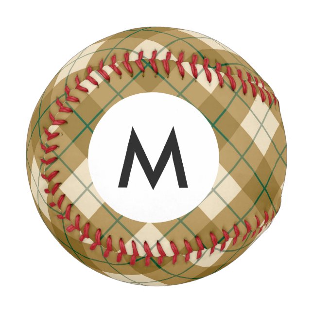 Monogram Bias Plaid in Gold with Green Stripe Baseball (Front Left)