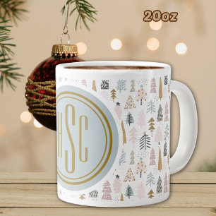 Monogram, Big 20oz. Country Winter Trees Large Coffee Mug
