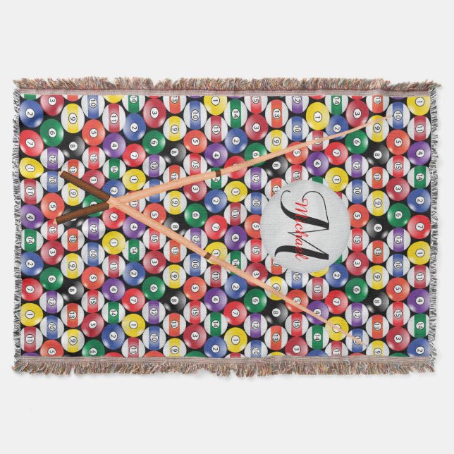 Monogram Billiards Ball Pattern Throw Blanket (Front)