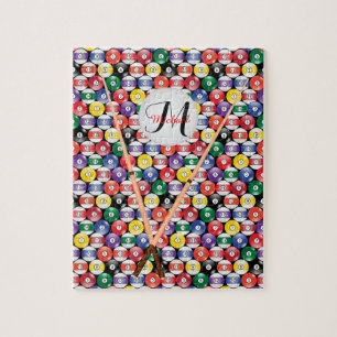 Monogram Billiards Pool Ball Pattern Jigsaw Puzzle
