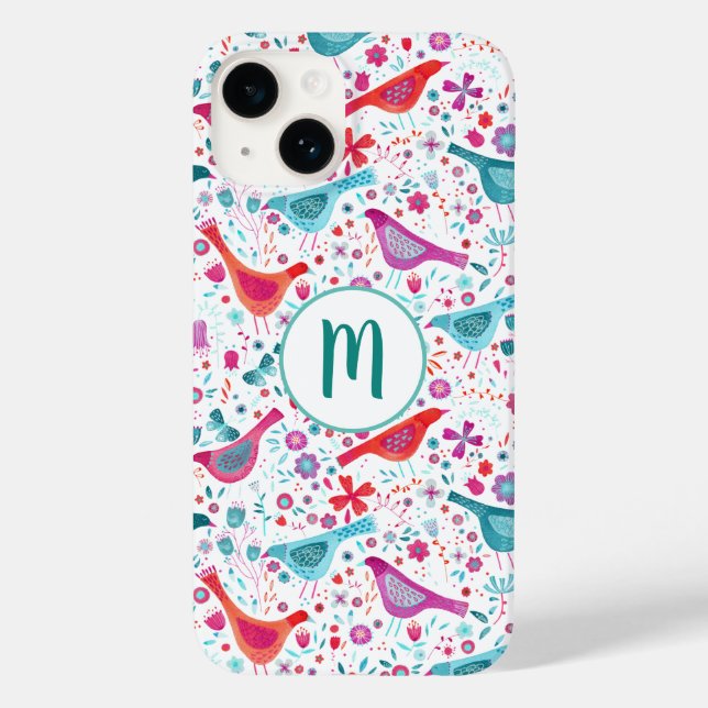 Monogram Bird Pattern Case-Mate iPhone Case (Back)
