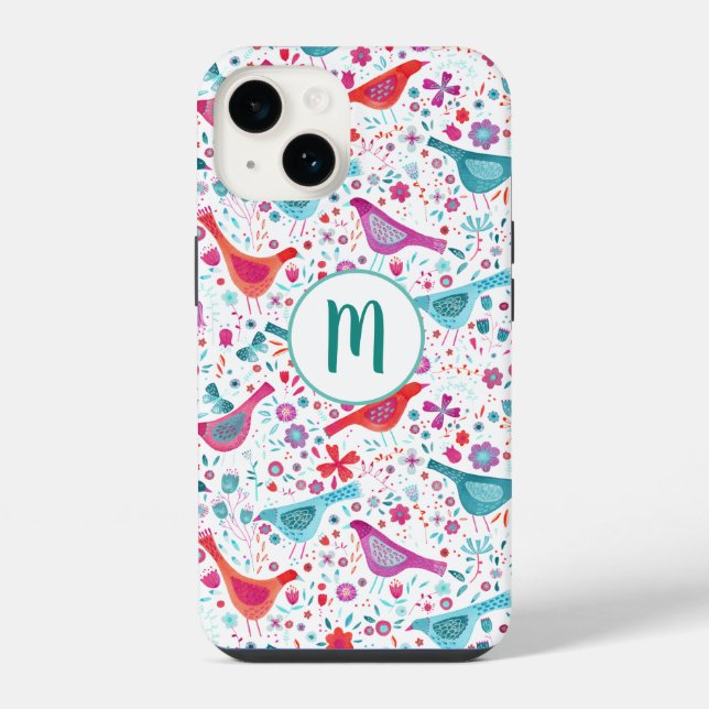 Monogram Bird Pattern iPhone Case (Back)