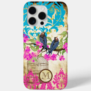 Monogram Birdcage Bird Damask Floral iPhone 15 Pro Max Case