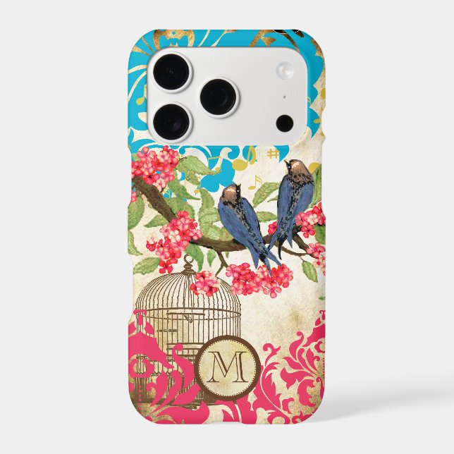 Monogram Birdcage Bird Damask iPhone 5 Case (Back)