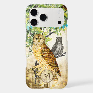 Monogram Birdcage Vintage Owl Birch Tree iPhone