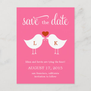 Monogram Birds Save The Date Card