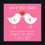 Monogram Birds Save The Date Card - Hot Pink<br><div class="desc">This chic and modern save the date card, featuring a silhouette of two love birds holding their wedding rings, is sure to leave your friends and family smiling as they open their mail. The background colour can be customised to any colour you like (see instructions below). We've also made this...</div>