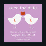Monogram Birds Save The Date Card - Purple<br><div class="desc">This chic and modern save the date card, featuring a silhouette of two love birds holding their wedding rings, is sure to leave your friends and family smiling as they open their mail. The background colour can be customised to any colour you like (see instructions below). We've also made this...</div>