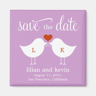 Monogram Birds Save The Date Magnet