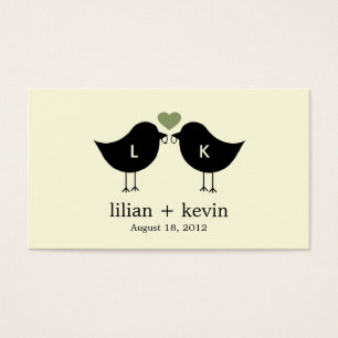 Monogram Birds Wedding Favour Tags - Sage