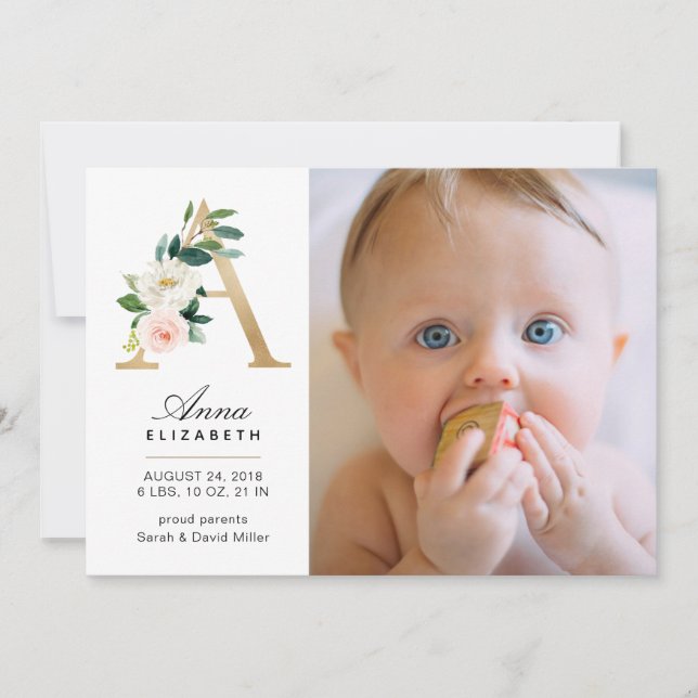 Monogram Birth Announcement (Front)