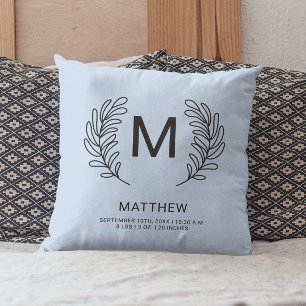 Monogram Birth Stats Newborn Baby  Cushion