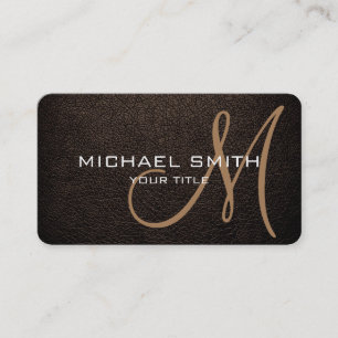 Monogram Bistre Leather Look Business Card