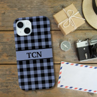 Monogram Black and Blue Plaid, Buffalo Plaid