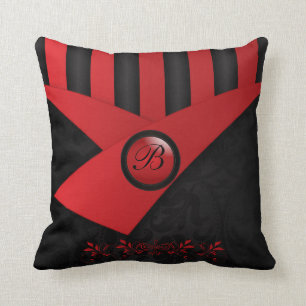 Monogram Black and Deep Red Elegance Cushion